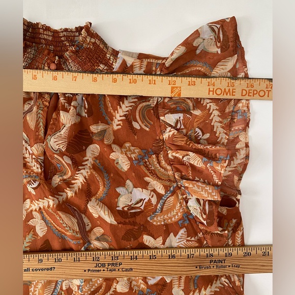 Joie Ruffle sleeves Fall Floral Print Blouse Smocked Neck  women’s size M - Picture 10 of 16